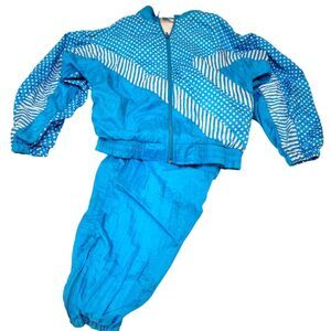 Vintage Blair Boutique Tracksuit Polka Dot Windbreaker Zip-up Jacket Pants M